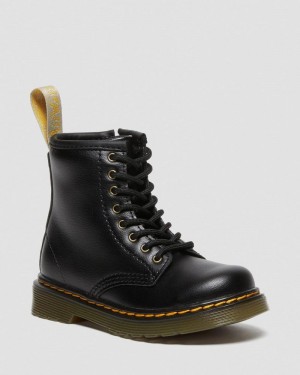 Dr Martin Martens Vegan Toddler 1460 Lace Up Boots (Newbury Tumble) Boots Black | JG11-N6BV