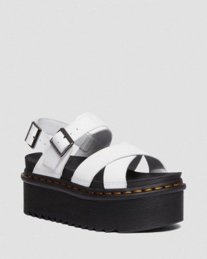 Dr Martin Martens Voss II Athena Leather Strap Platform Sandals (Athena) Platforms Sandals White | GX41-K9BW