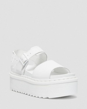 Dr Martin Martens Voss Mono Leather Platform Strap Sandals (Hydro Leather) Platforms Sandals White | MD61-O8WR