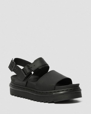 Dr Martin Martens Voss - Leather Strap Sandals (Hydro Leather) Platforms Sandals Black | KB25-X2AP