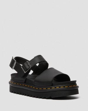 Dr Martin Martens Voss - Leather Strap Sandals (Hydro Leather) Platforms Sandals Black / Black | OK34-N0WU