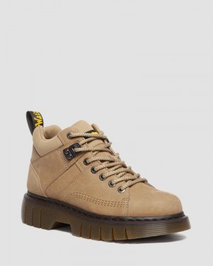 Dr Martin Martens Woodard Tumbled Nubuck Leather Low Casual Boots (Tumbled Nubuck) Boots Savannah Tan | XH53-E3TN