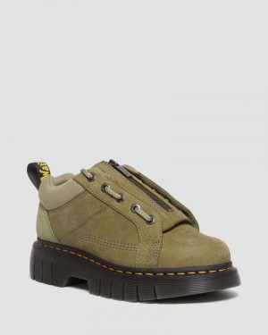 Dr Martin Martens Woodard Tumbled Nubuck Leather Low Casual Boots (Titan) Shoes Muted Olive | IZ06-U3RQ