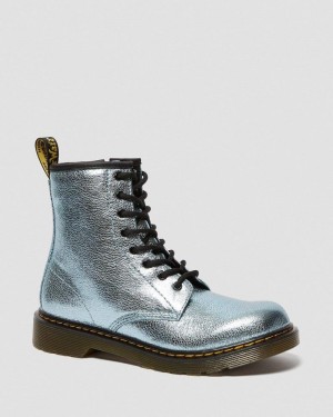 Dr Martin Martens Youth 1460 Crinkle Metallic Lace Up Boots (Disco Crinkle) Boots Teal | XR05-Y8TX