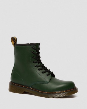 Dr Martin Martens Youth 1460 Leather Lace Up Boots (Romario) Boots Green | ZL72-D6SJ