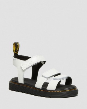 Dr Martin Martens Youth Klaire Leather Strap Sandals (T Lamper) Sandals White | KF85-U2RV