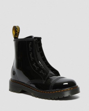 Dr Martin Martens Youth Sinclair Bex Patent Leather Boots (Patent Leather) Boots Black | WH16-E7JM