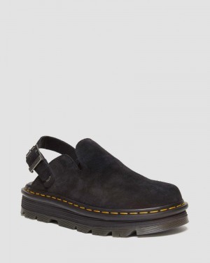 Dr Martin Martens Zebzag Suede Casual Singback Platform Mules (E.H.Suede) Sandals Black | JF85-C3XG