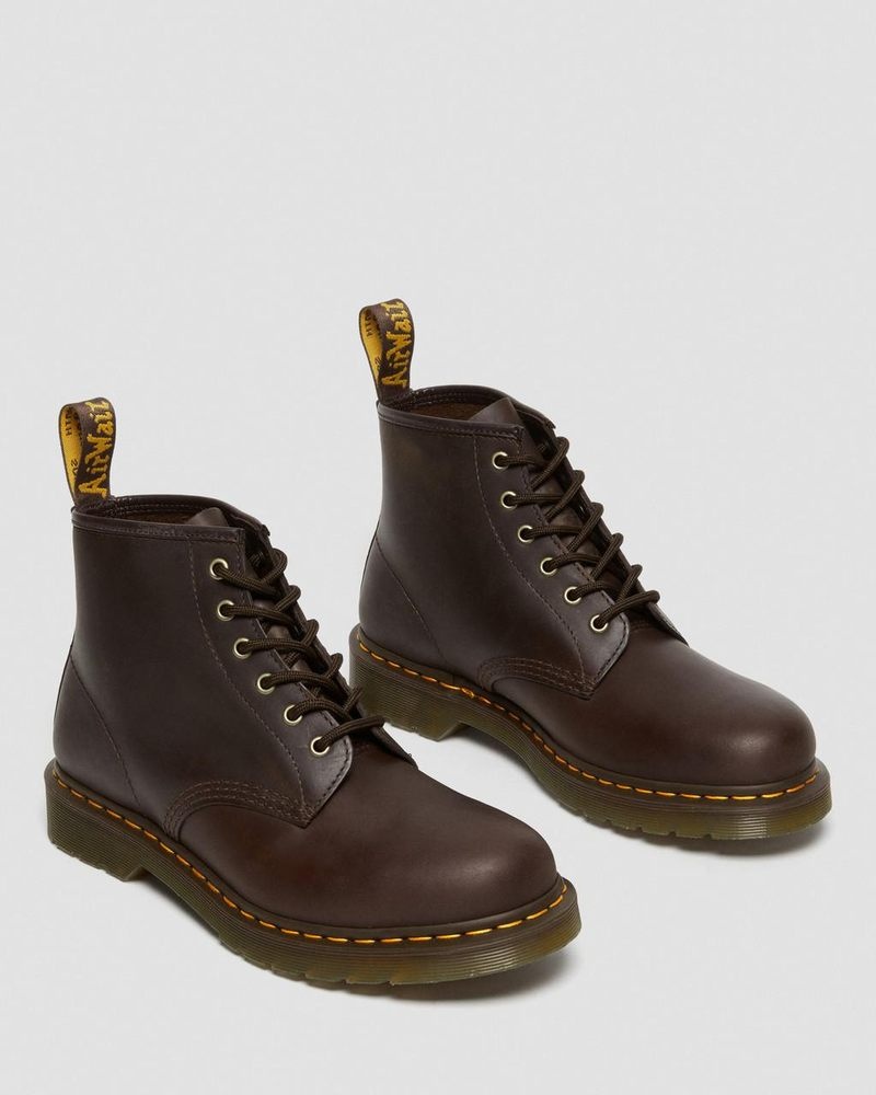 Dr Martin Martens 101 Crazy Horse Leather Ankle Boots (Crazy Horse) Boots Dark Brown | DL56-V5ES