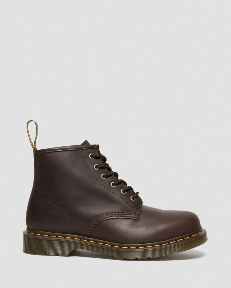 Dr Martin Martens 101 Crazy Horse Leather Ankle Boots (Crazy Horse) Boots Dark Brown | DL56-V5ES