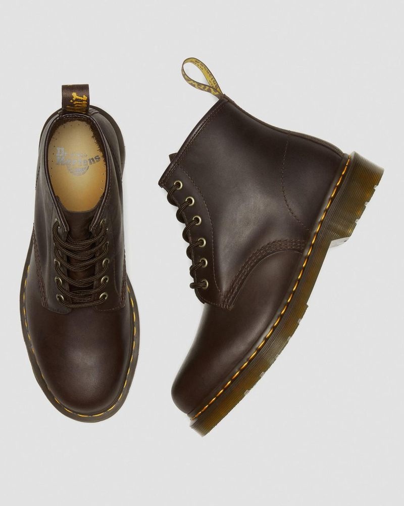 Dr Martin Martens 101 Crazy Horse Leather Ankle Boots (Crazy Horse) Boots Dark Brown | DL56-V5ES