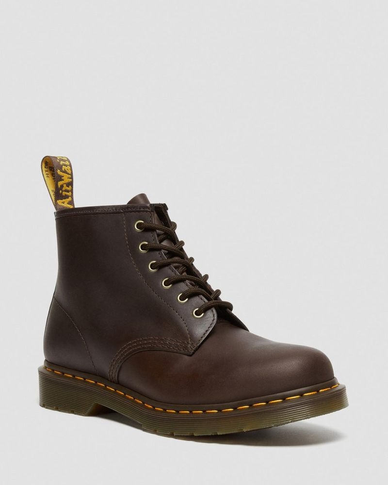 Dr Martin Martens 101 Crazy Horse Leather Ankle Boots (Crazy Horse) Boots Dark Brown | DL56-V5ES