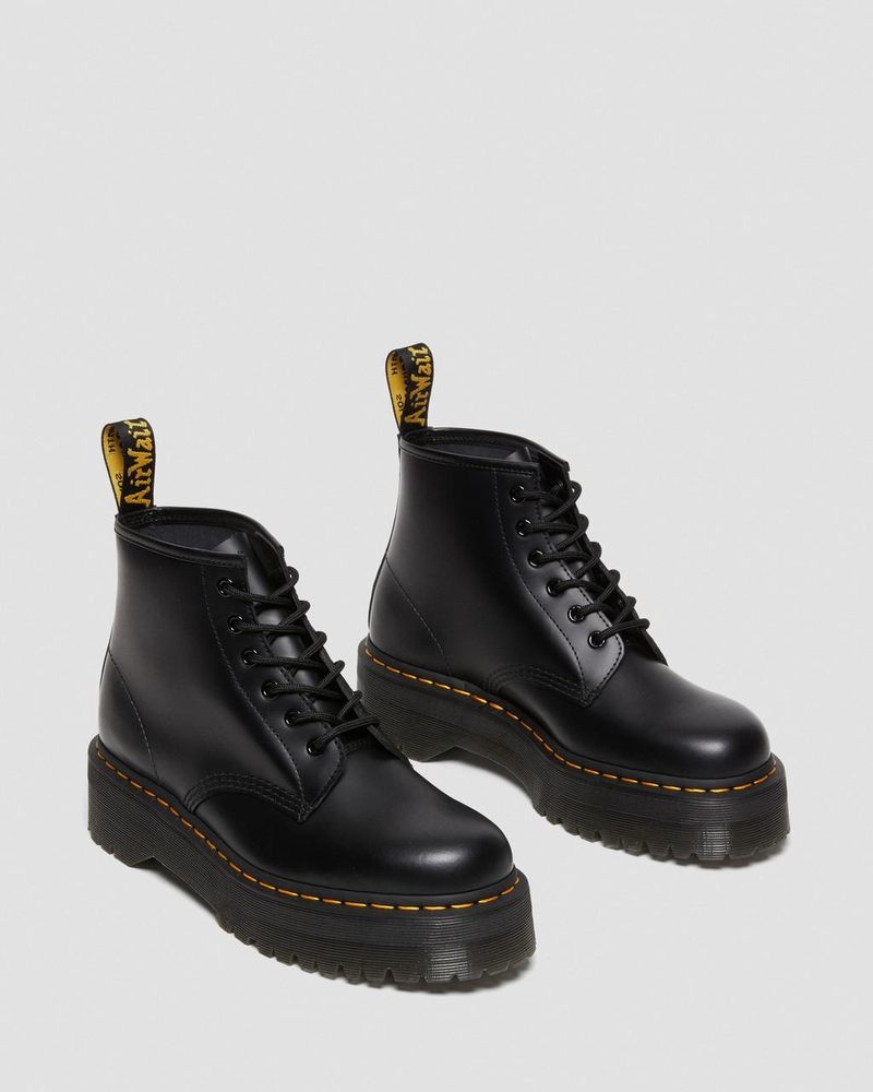 Dr Martin Martens 101 Smooth Leather Platform Ankle Boots (Smooth Leather) Boots Black | EA38-N1BH