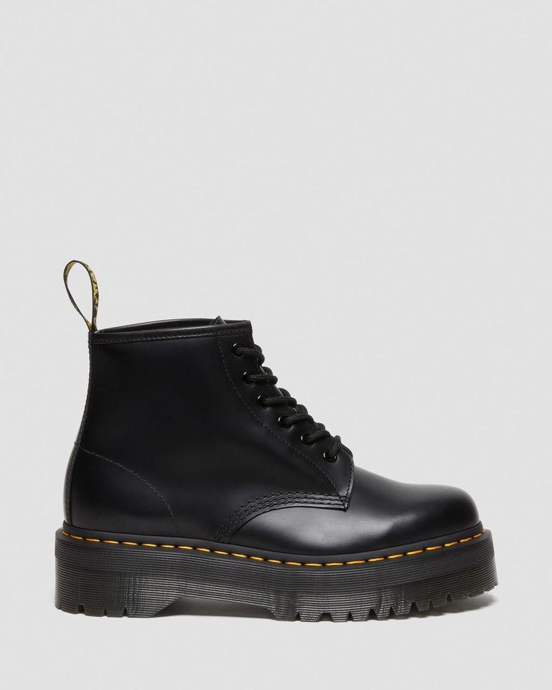 Dr Martin Martens 101 Smooth Leather Platform Ankle Boots (Smooth Leather) Boots Black | EA38-N1BH