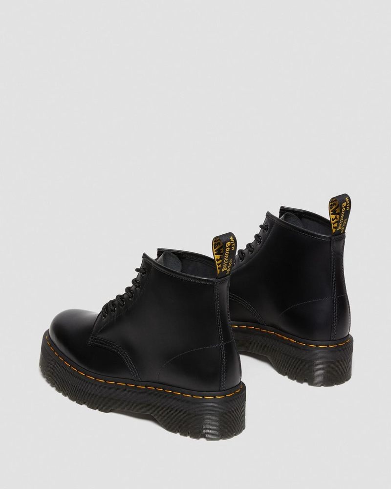 Dr Martin Martens 101 Smooth Leather Platform Ankle Boots (Smooth Leather) Platforms Black | KW92-R4CU