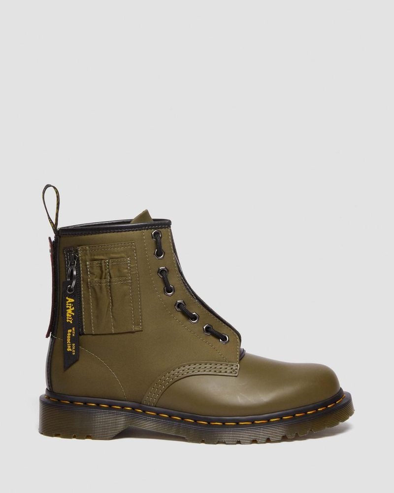 Dr Martin Martens 1460 Ben Alpha Industries Nylon & Leather Lace Up Boots Boots Olive/Black | LB59-H2MH