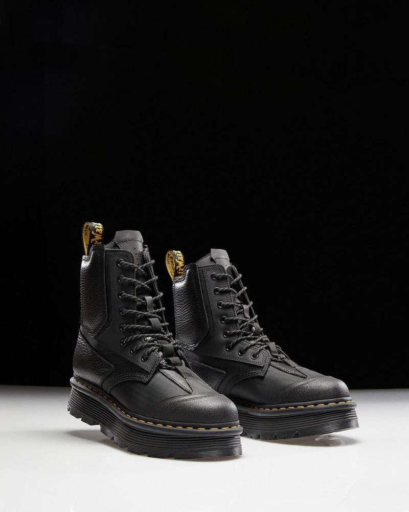 Dr Martin Martens 1460 Beta Zebzag Platform Boots (Lunar+Sorento+Hub Ripstop) Platforms Boots Black | CG66-V6SV