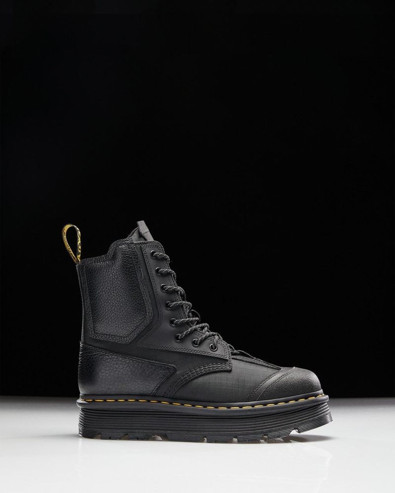 Dr Martin Martens 1460 Beta Zebzag Platform Boots (Lunar+Sorento+Hub Ripstop) Platforms Boots Black | CG66-V6SV