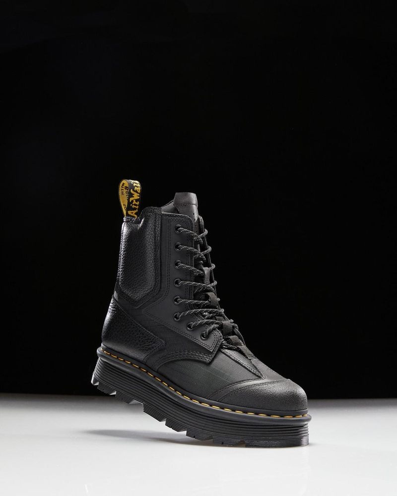 Dr Martin Martens 1460 Beta Zebzag Platform Boots (Lunar+Sorento+Hub Ripstop) Platforms Boots Black | CG66-V6SV