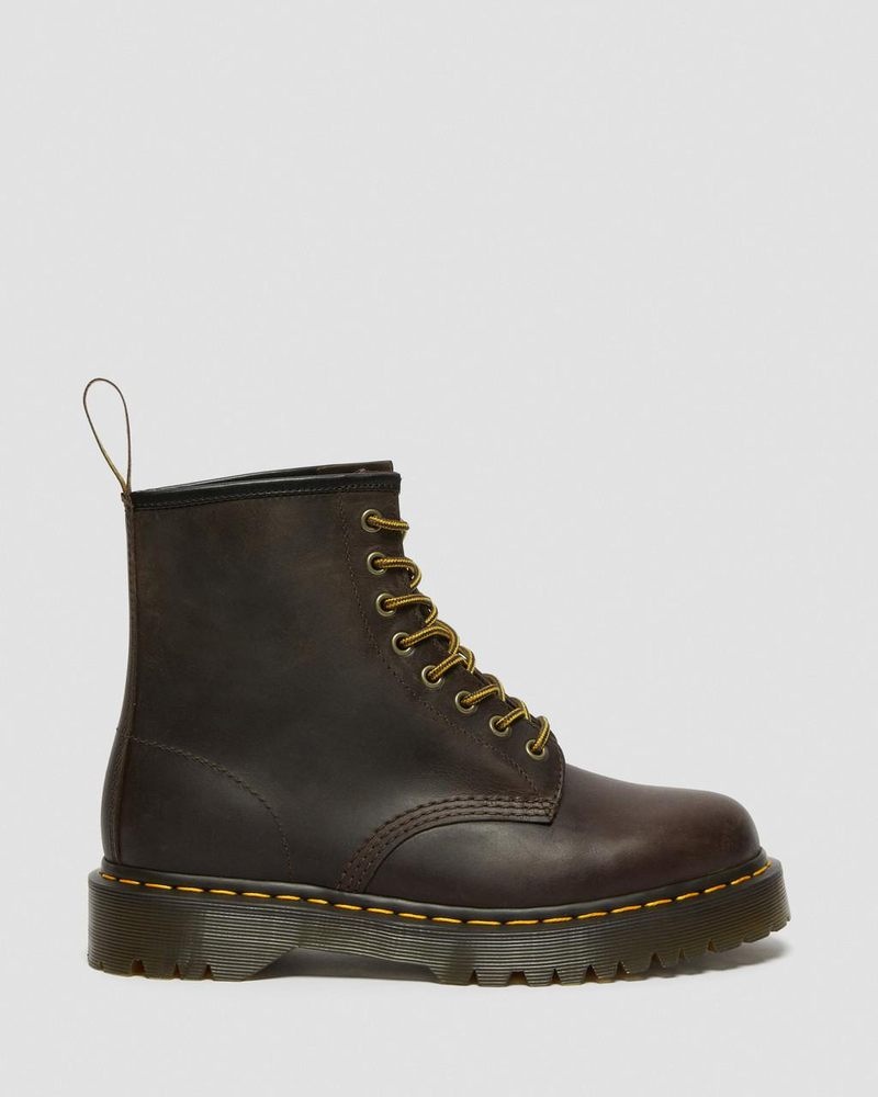 Dr Martin Martens 1460 Bex Crazy Horse Leather Lace Up Boots (Crazy Horse) Platforms Boots Dark Brown | DP79-B1GN