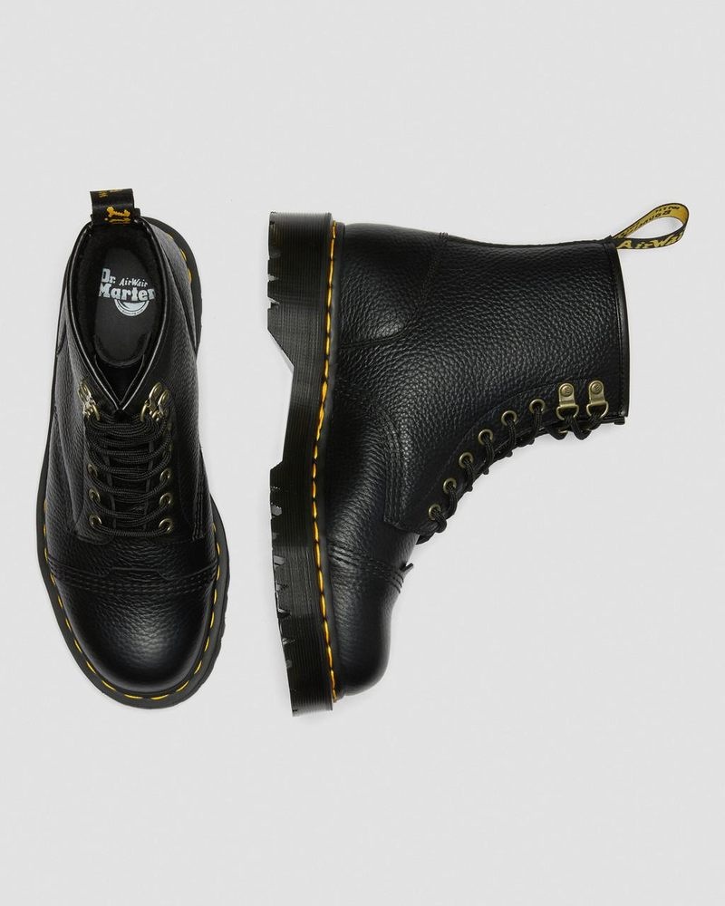 Dr Martin Martens 1460 Bex Fleece-Lined Leather Lace Up Boots (Milled Nappa) Platforms Boots Black | IH32-O3CL