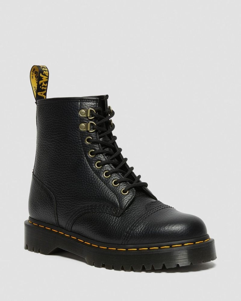 Dr Martin Martens 1460 Bex Fleece-Lined Leather Lace Up Boots (Milled Nappa) Platforms Boots Black | IH32-O3CL