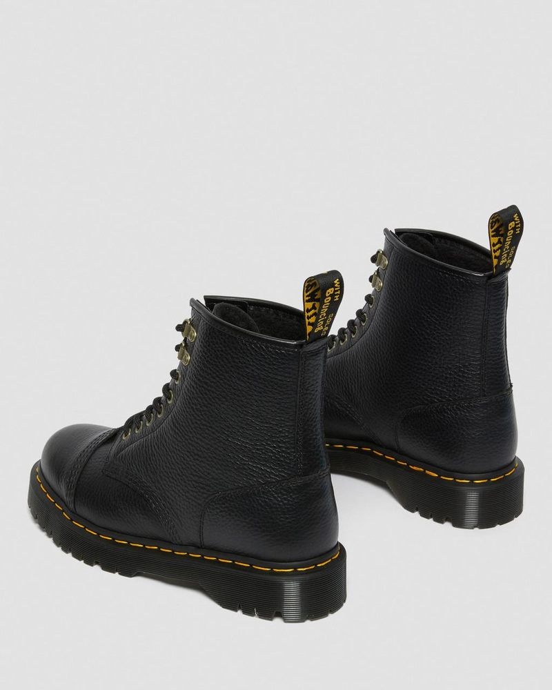 Dr Martin Martens 1460 Bex Fleece-Lined Leather Lace Up Boots (Milled Nappa) Platforms Boots Black | IU33-A1QY