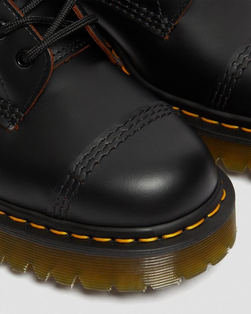 Dr Martin Martens 1460 Bex Made in England Toe Cap Lace Up Boots (Quilon) Platforms Black | RC22-Q5PZ