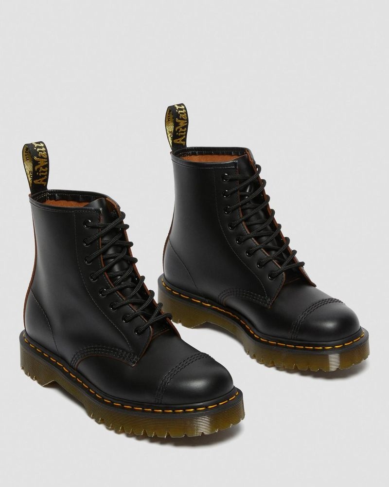 Dr Martin Martens 1460 Bex Made in England Toe Cap Lace Up Boots (Quilon) Platforms Black | RC22-Q5PZ