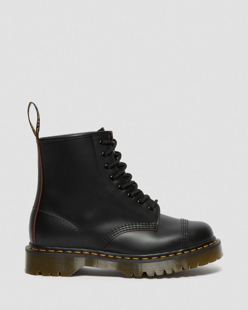 Dr Martin Martens 1460 Bex Made in England Toe Cap Lace Up Boots (Quilon) Platforms Black | RC22-Q5PZ