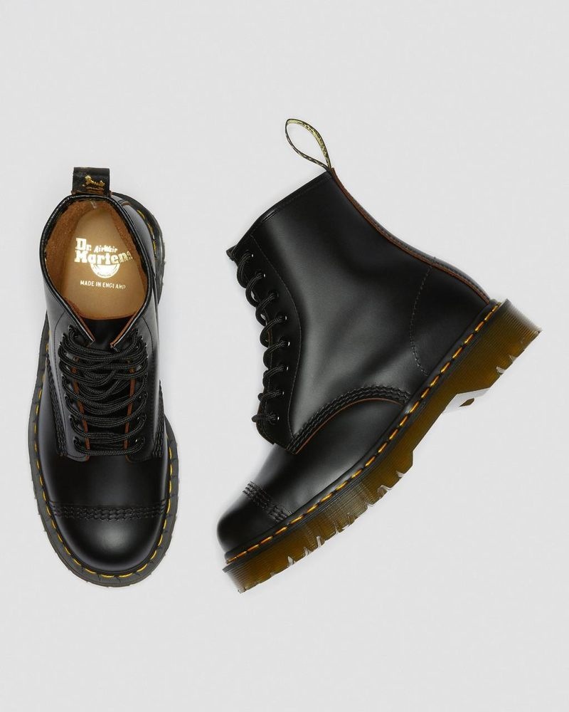 Dr Martin Martens 1460 Bex Made in England Toe Cap Lace Up Boots (Quilon) Platforms Black | RC22-Q5PZ