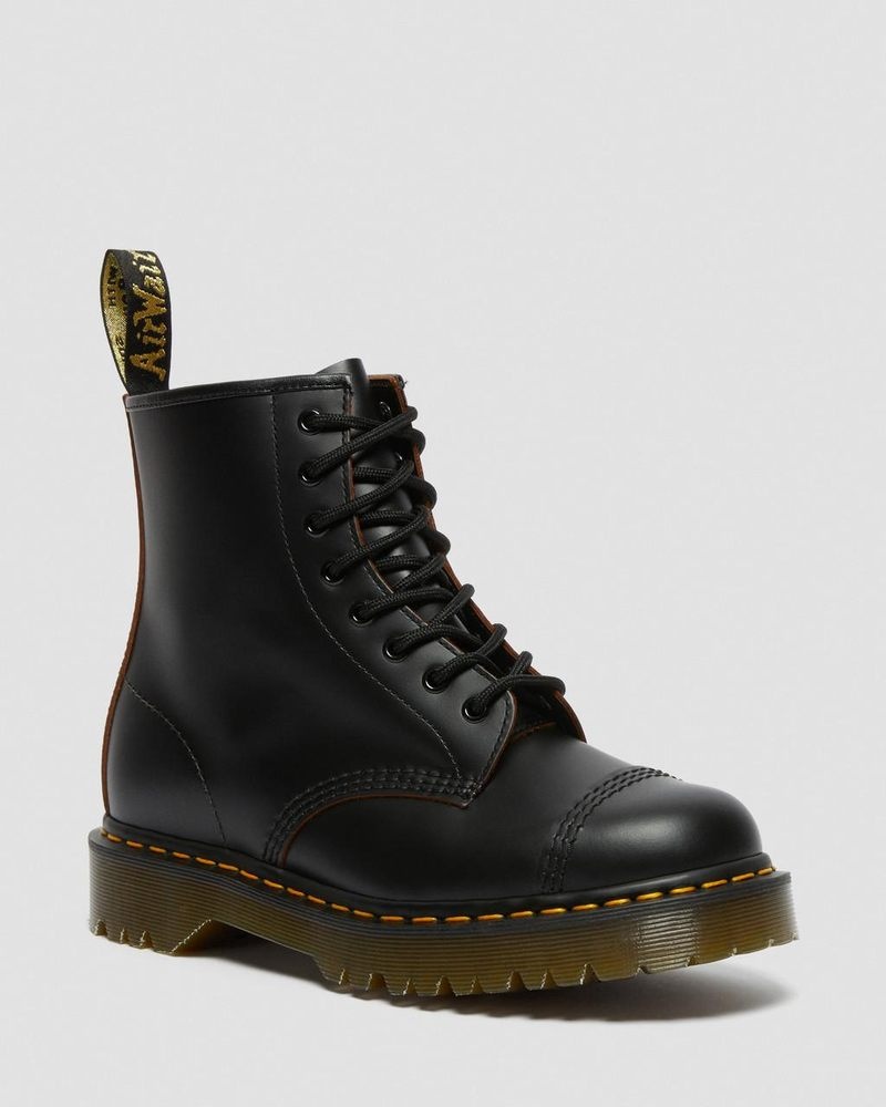 Dr Martin Martens 1460 Bex Made in England Toe Cap Lace Up Boots (Quilon) Platforms Black | RC22-Q5PZ