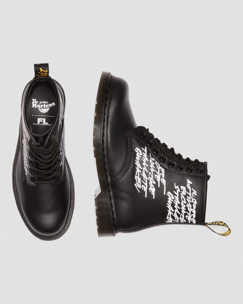 Dr Martin Martens 1460 Futura Embroidered Leather Lace Up Boots (Nappa Leather) Boots Black | TX68-J9WH