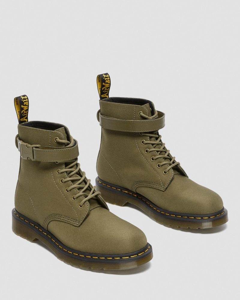 Dr Martin Martens 1460 Futura Olive Strap Lace Up Boots (Extra Tough Nylon) Boots Olive | JI39-C0EN