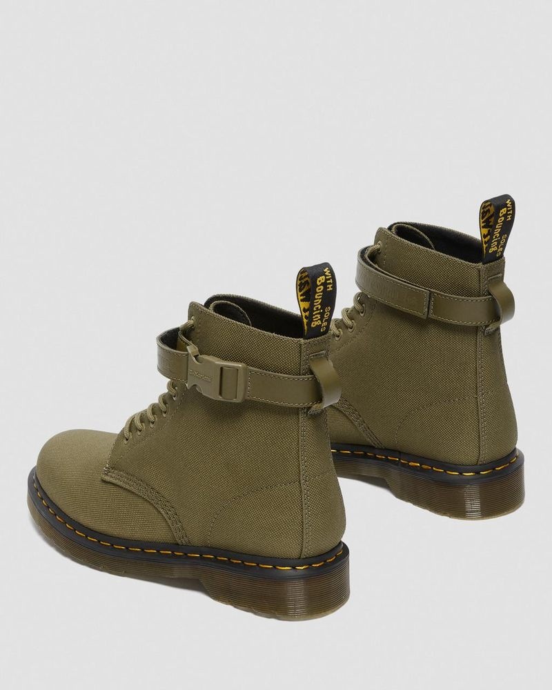 Dr Martin Martens 1460 Futura Olive Strap Lace Up Boots (Extra Tough Nylon) Boots Olive | JI39-C0EN