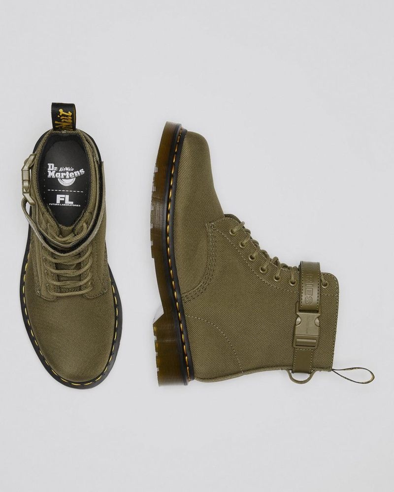 Dr Martin Martens 1460 Futura Olive Strap Lace Up Boots (Extra Tough Nylon) Boots Olive | JI39-C0EN