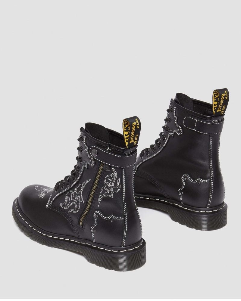 Dr Martin Martens 1460 Gothic Americana Leather Lace Up Boots (Wanama) Boots Black | BK58-R1ZD