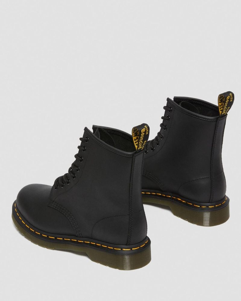 Dr Martin Martens 1460 Greasy Leather Lace Up Boots (Greasy) Boots Black | CY08-V5PI