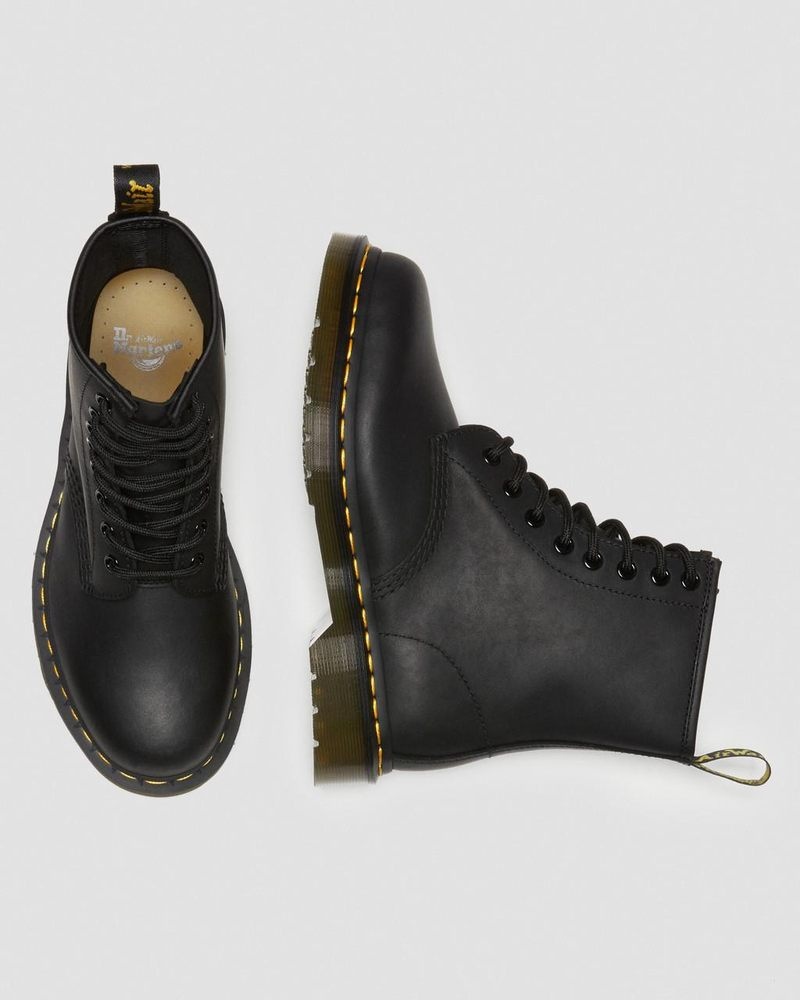 Dr Martin Martens 1460 Greasy Leather Lace Up Boots (Greasy) Boots Black | CY08-V5PI