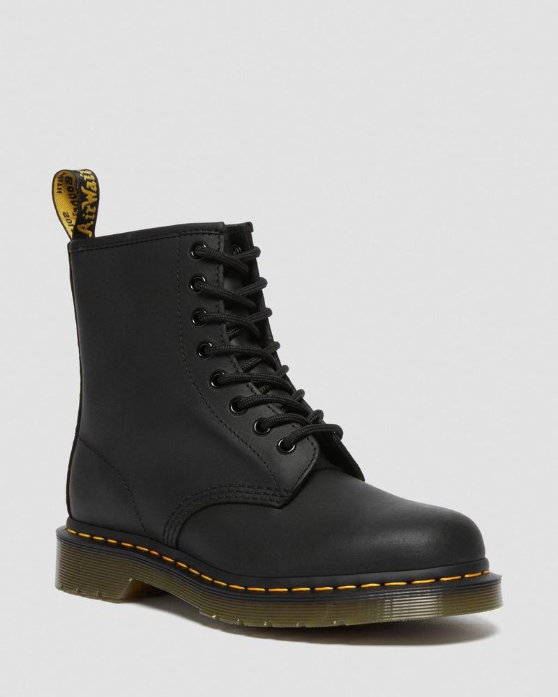 Dr Martin Martens 1460 Greasy Leather Lace Up Boots (Greasy) Boots Black | CY08-V5PI