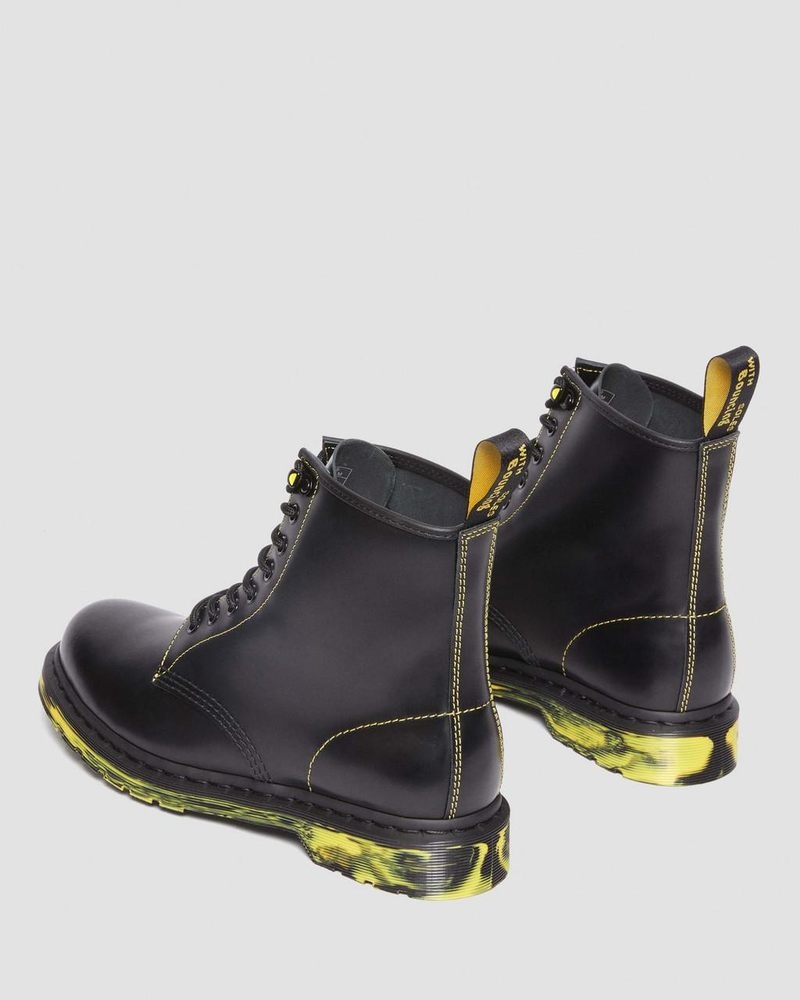 Dr Martin Martens 1460 Marbled Sole Smooth Leather Lace Up Boots (Smooth Leather) Boots Black | PQ41-S2NX