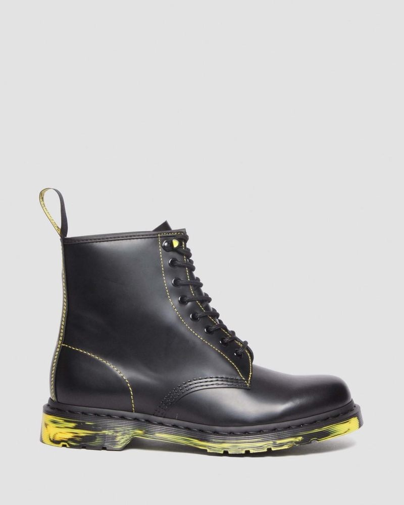 Dr Martin Martens 1460 Marbled Sole Smooth Leather Lace Up Boots (Smooth Leather) Boots Black | PQ41-S2NX