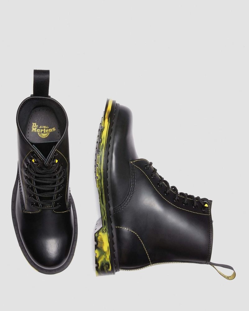 Dr Martin Martens 1460 Marbled Sole Smooth Leather Lace Up Boots (Smooth Leather) Boots Black | PQ41-S2NX