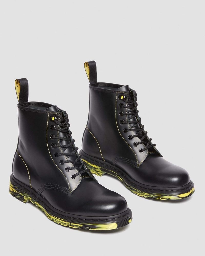 Dr Martin Martens 1460 Marbled Sole Smooth Leather Lace Up Boots (Smooth Leather) Boots Black | OW86-R6YC