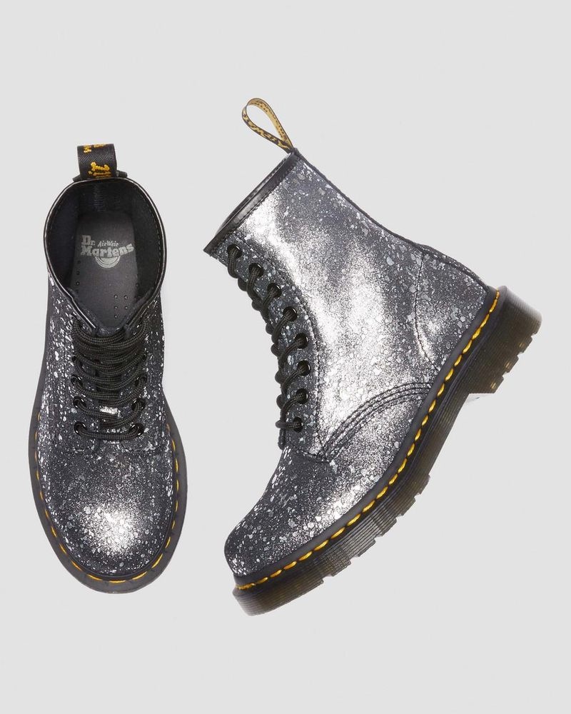 Dr Martin Martens 1460 Metallic Splatter Suede Lace Up Boots (Metallic Paint Splatter Suede) Boots Black | XT88-B6VU