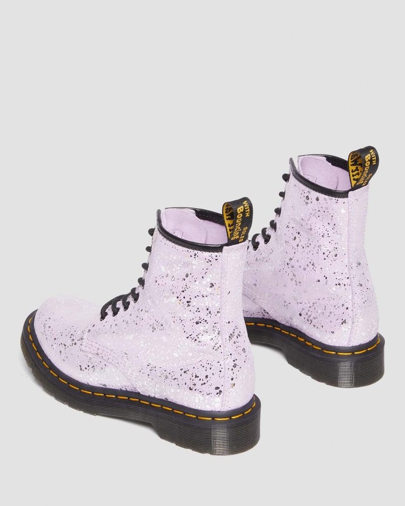 Dr Martin Martens 1460 Metallic Splatter Suede Lace Up Boots (Metallic Paint Splatter Suede) Boots Lilac | LD12-O5AP