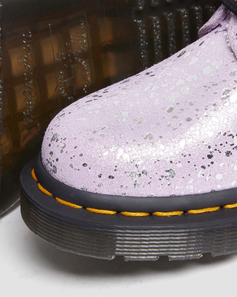 Dr Martin Martens 1460 Metallic Splatter Suede Lace Up Boots (Metallic Paint Splatter Suede) Boots Lilac | LD12-O5AP