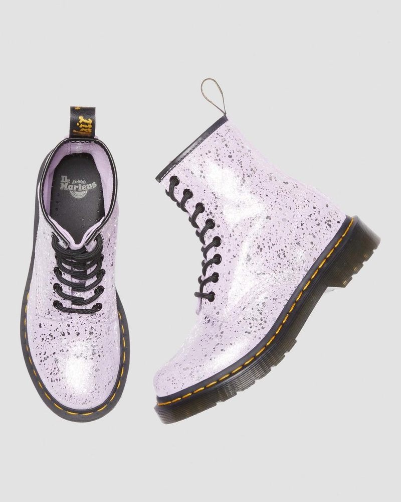 Dr Martin Martens 1460 Metallic Splatter Suede Lace Up Boots (Metallic Paint Splatter Suede) Boots Lilac | LD12-O5AP