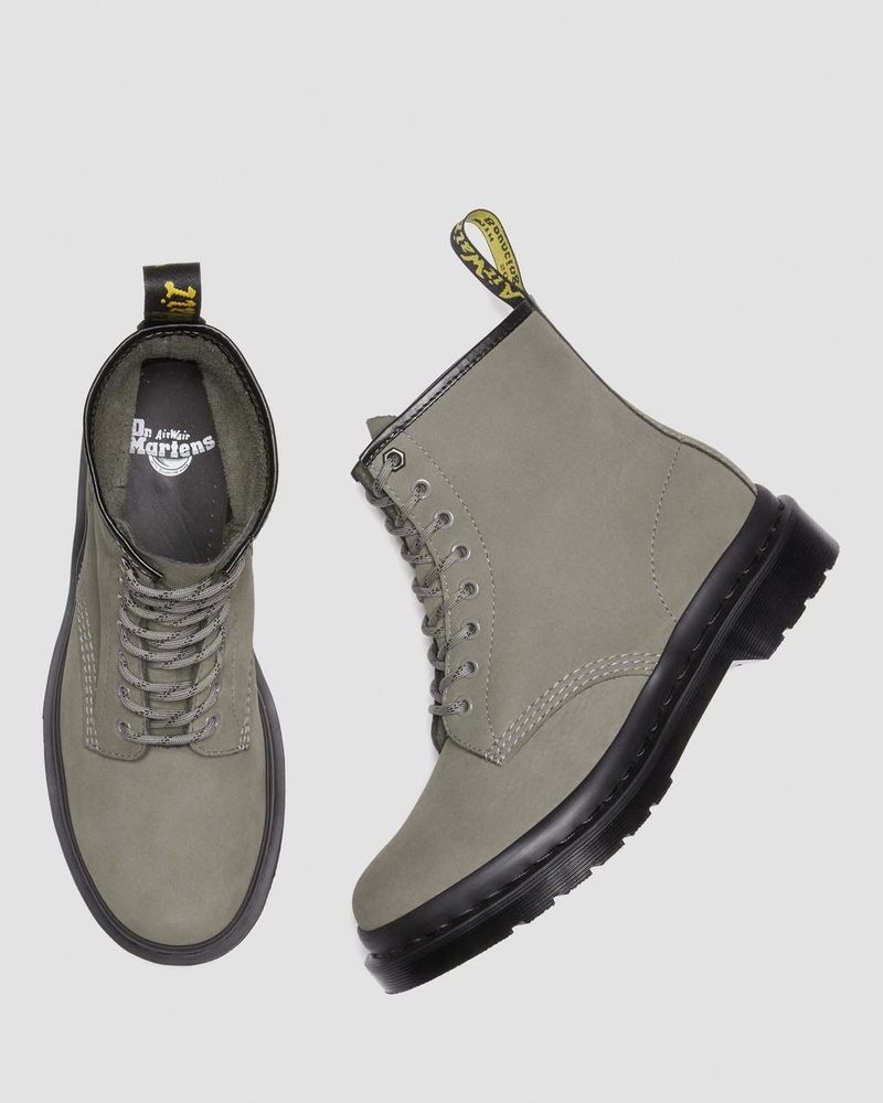 Dr Martin Martens 1460 Milled Nubuck Leather Lace Up Boots (Milled Nubuck Wp) Boots Nickel Grey | AN81-G8RU