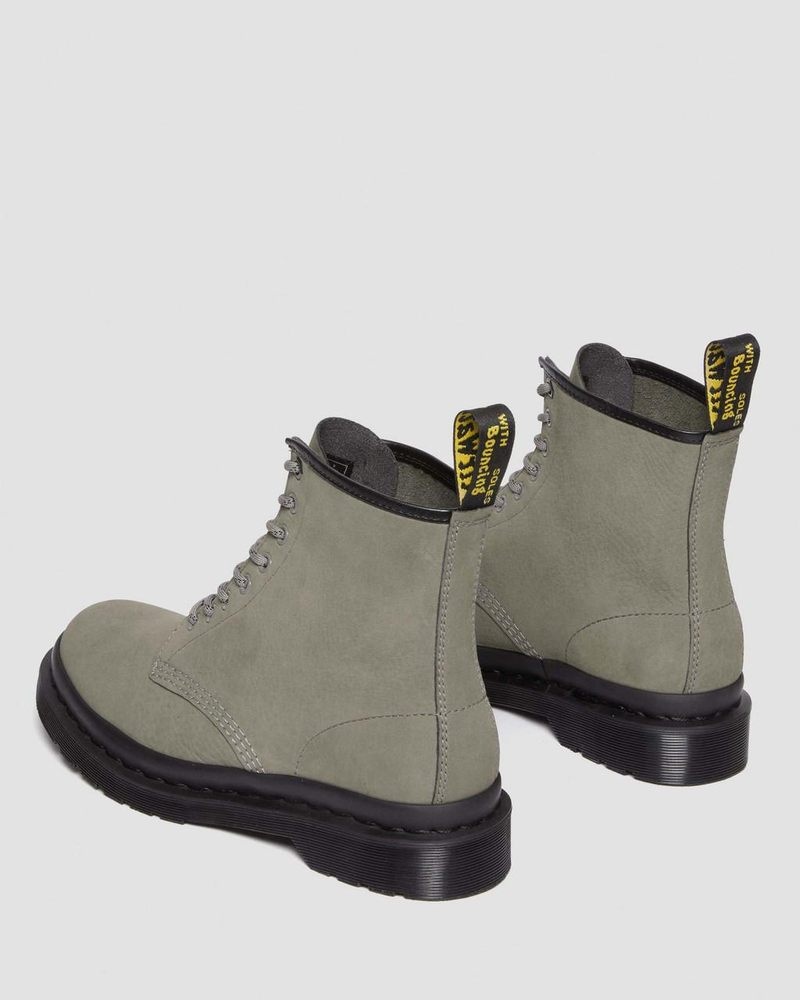 Dr Martin Martens 1460 Milled Nubuck Leather Lace Up Boots (Milled Nubuck Wp) Boots Nickel Grey | HZ42-M4LK